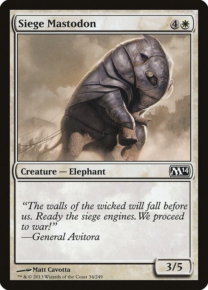 Siege Mastodon 34 card from Magic 2014 (M14)