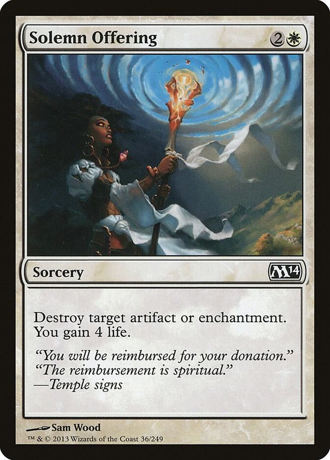 Solemn Offering 36 card from Magic 2014 (M14)