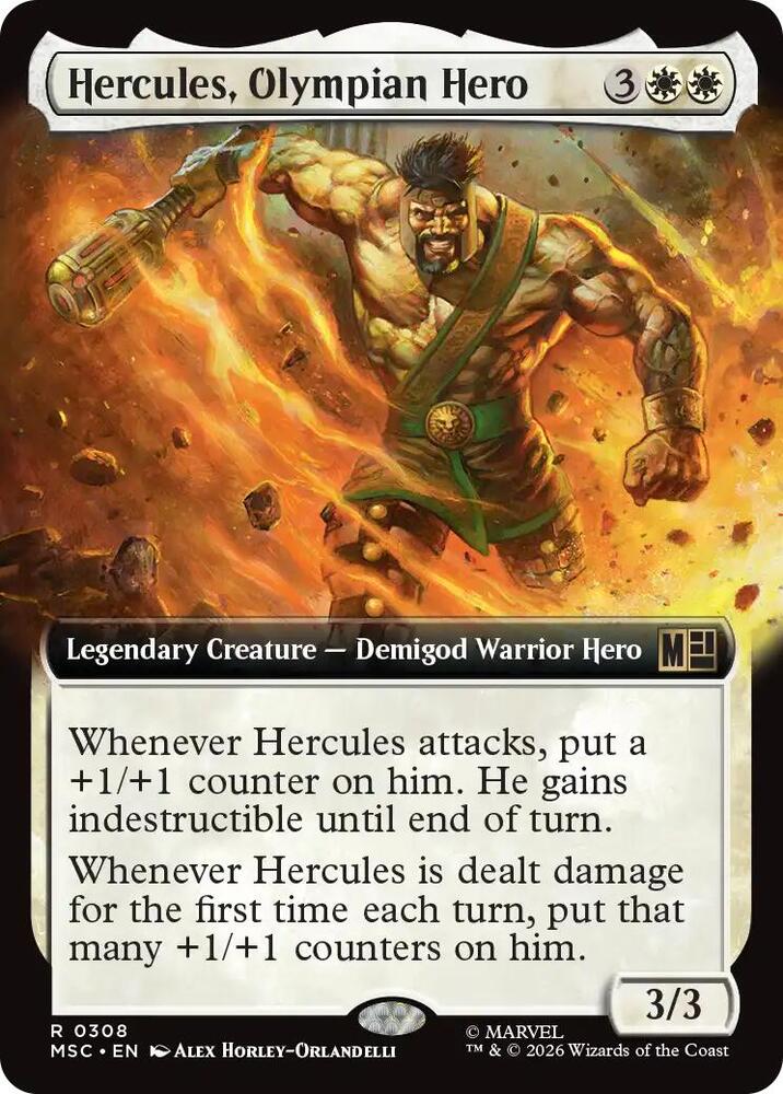 Hercules, Olympian Hero (Extended Art) 308 card from Commander: Marvel Super Heroes