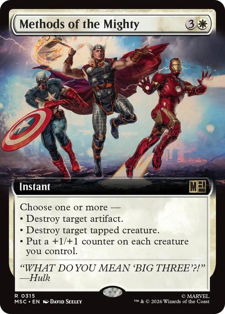 Methods of the Mighty (Extended Art) 315 card from Commander: Marvel Super Heroes