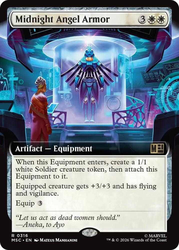 Midnight Angel Armor (Extended Art) 316 card from Commander: Marvel Super Heroes