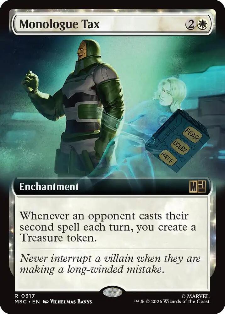 Monologue Tax (Extended Art) 317 card from Commander: Marvel Super Heroes