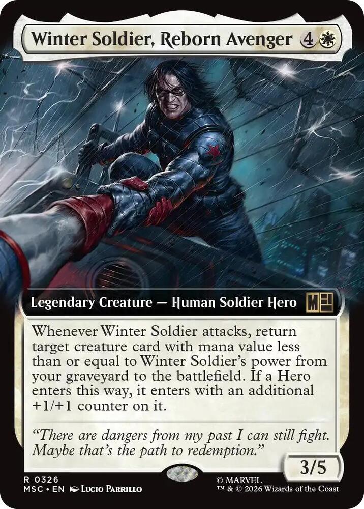 Winter Soldier, Reborn Avenger (Extended Art) 326 card from Commander: Marvel Super Heroes