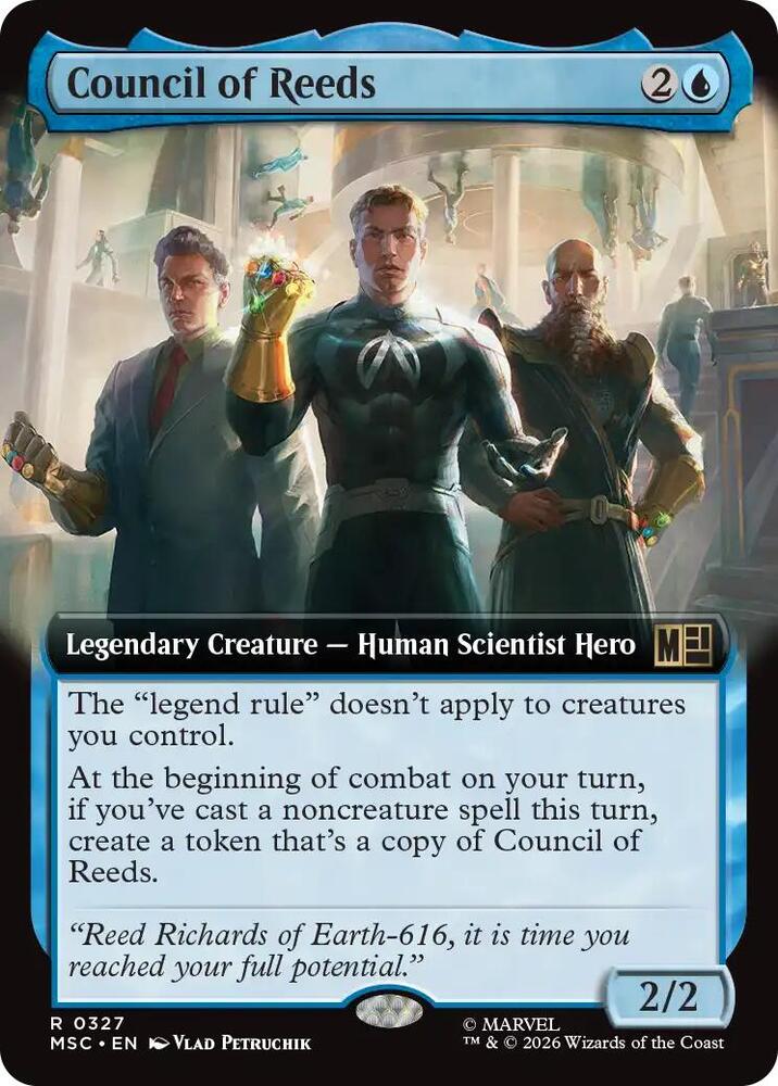 Council of Reeds (Extended Art) 327 card from Commander: Marvel Super Heroes