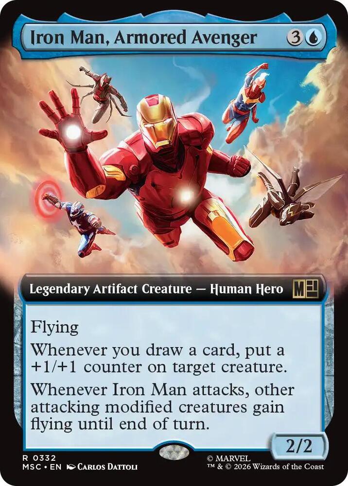 Iron Man, Armored Avenger (Extended Art) 332 card from Commander: Marvel Super Heroes