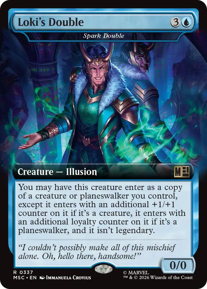 Loki's Double - Spark Double (Extended Art) 337 card from Commander: Marvel Super Heroes