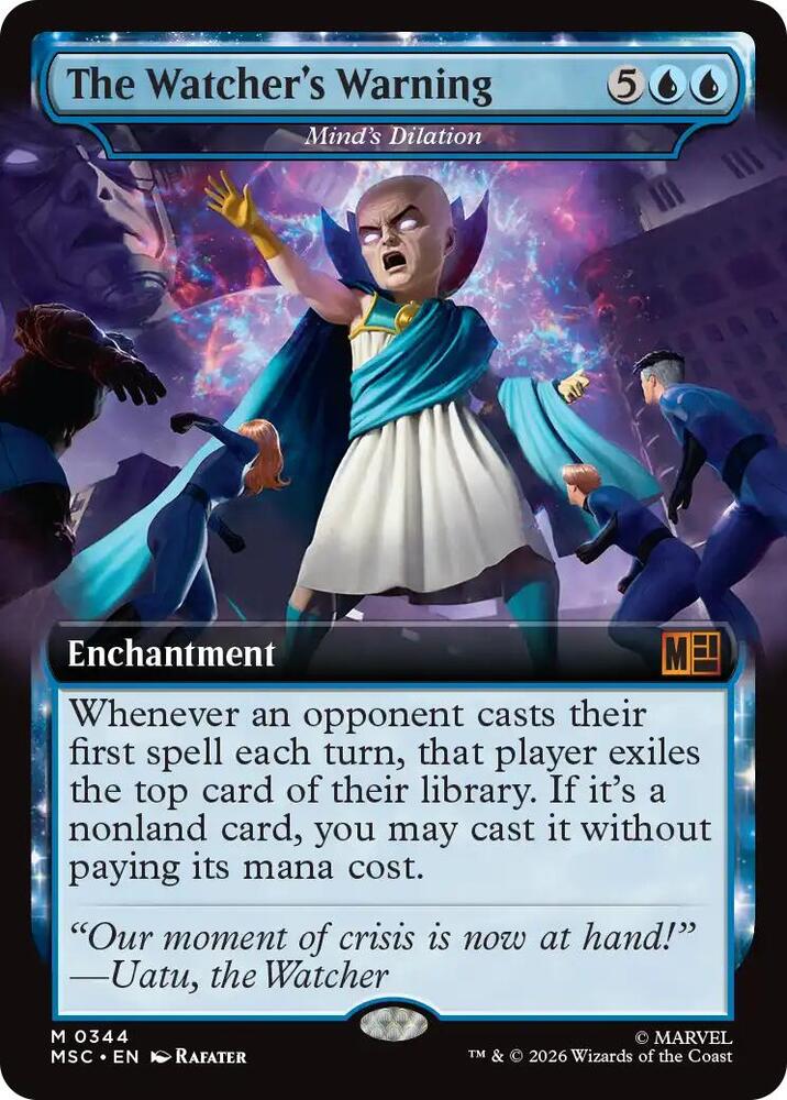 The Watcher's Warning - Mind's Dilation (Extended Art) 344 card from Commander: Marvel Super Heroes