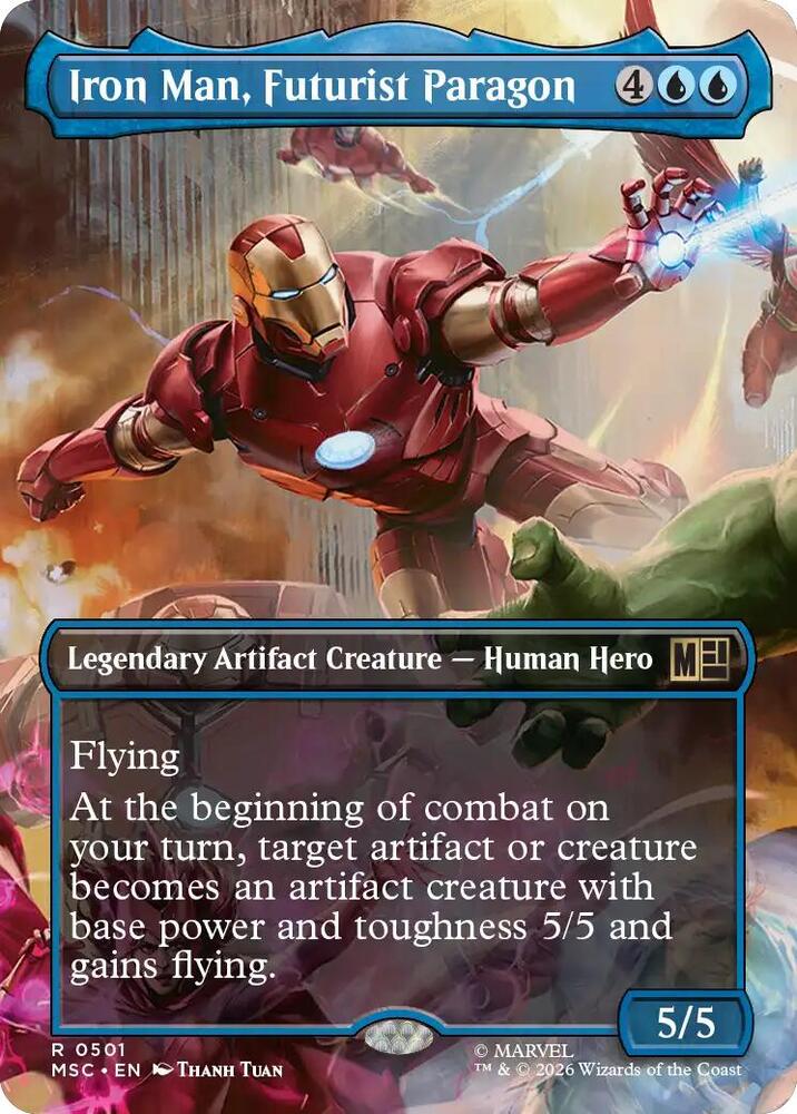 Iron Man, Futurist Paragon (Borderless) 501 card from Commander: Marvel Super Heroes