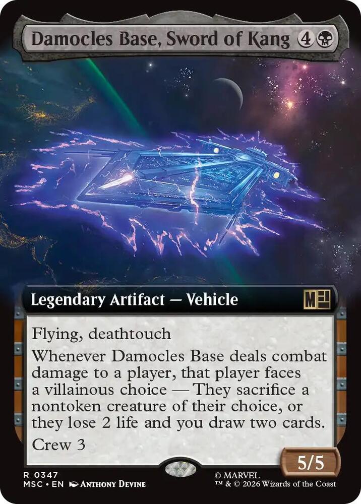Damocles Base, Sword of Kang (Extended Art) 347 card from Commander: Marvel Super Heroes