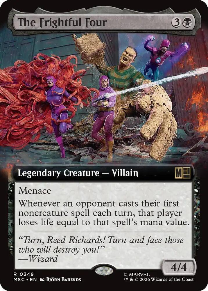 The Frightful Four (Extended Art) 349 card from Commander: Marvel Super Heroes