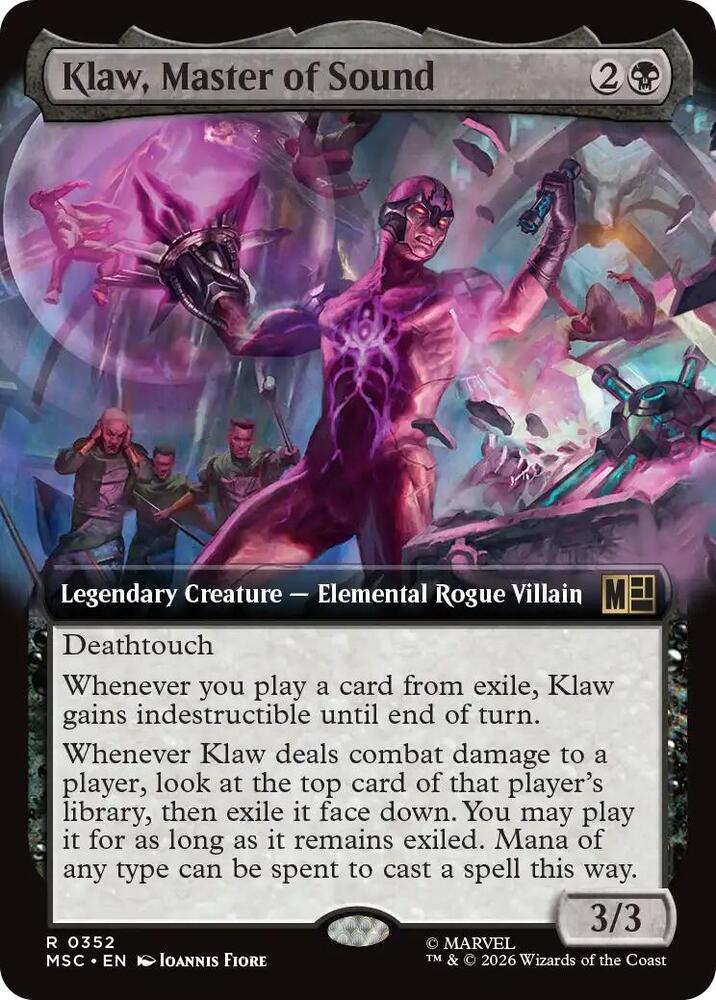 Klaw, Master of Sound (Extended Art) 352 card from Commander: Marvel Super Heroes