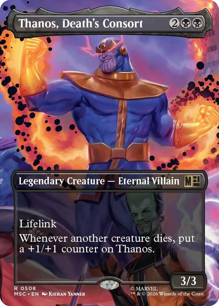 Thanos, Death's Consort (Borderless) 508 card from Commander: Marvel Super Heroes