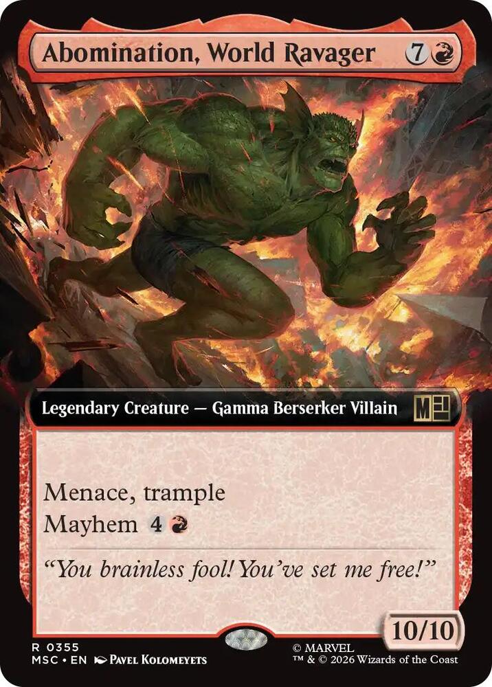 Abomination, World Ravager (Extended Art) 355 card from Commander: Marvel Super Heroes