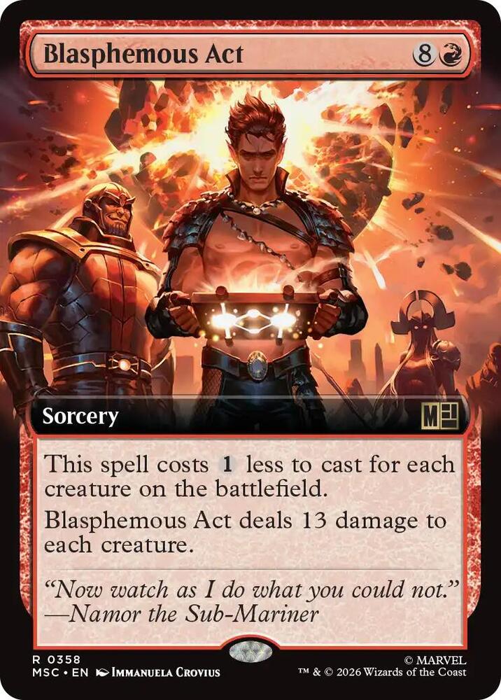 Blasphemous Act (Extended Art) 358 card from Commander: Marvel Super Heroes