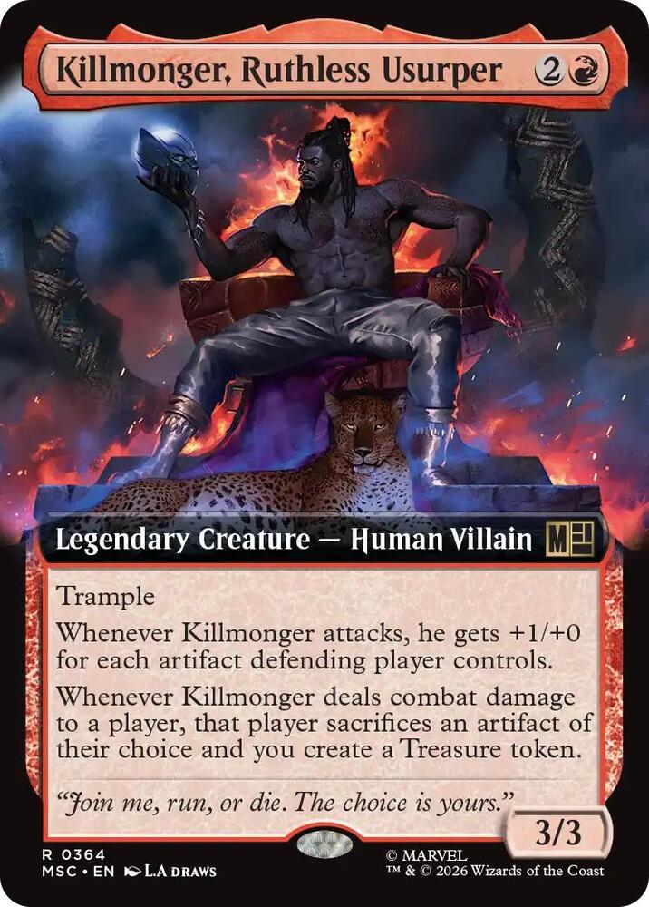 Killmonger, Ruthless Usurper (Extended Art) 364 card from Commander: Marvel Super Heroes