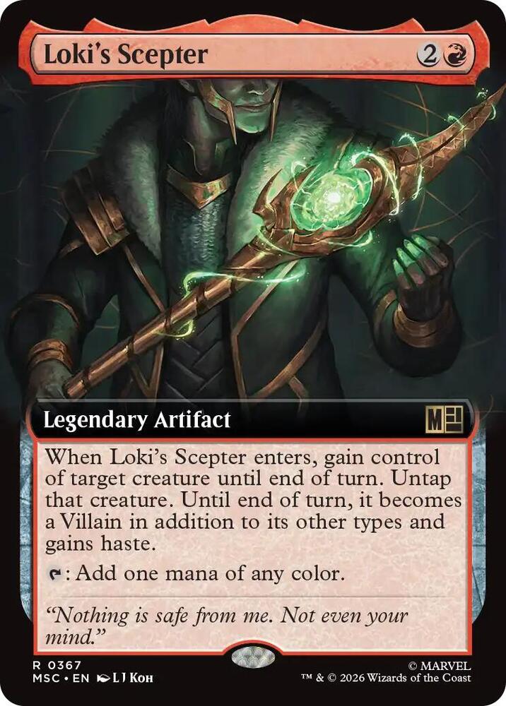 Loki's Scepter (Extended Art) 367 card from Commander: Marvel Super Heroes