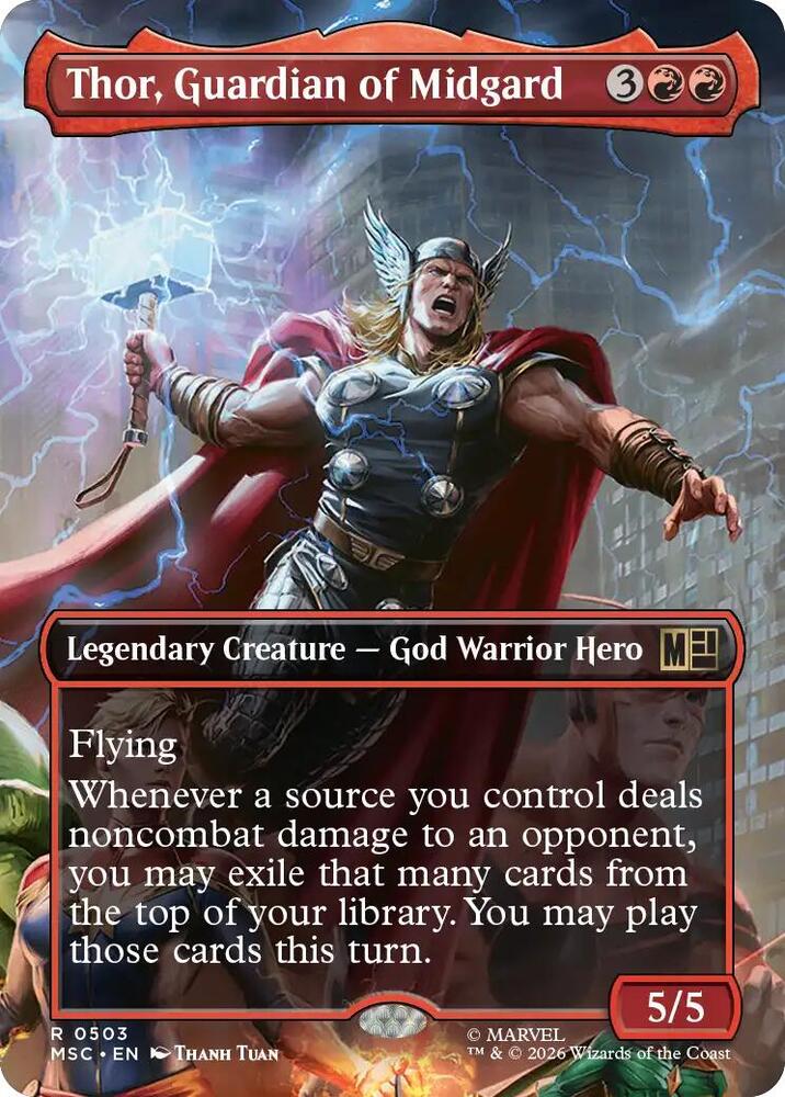 Thor, Guardian of Midgard (Borderless) 503 card from Commander: Marvel Super Heroes