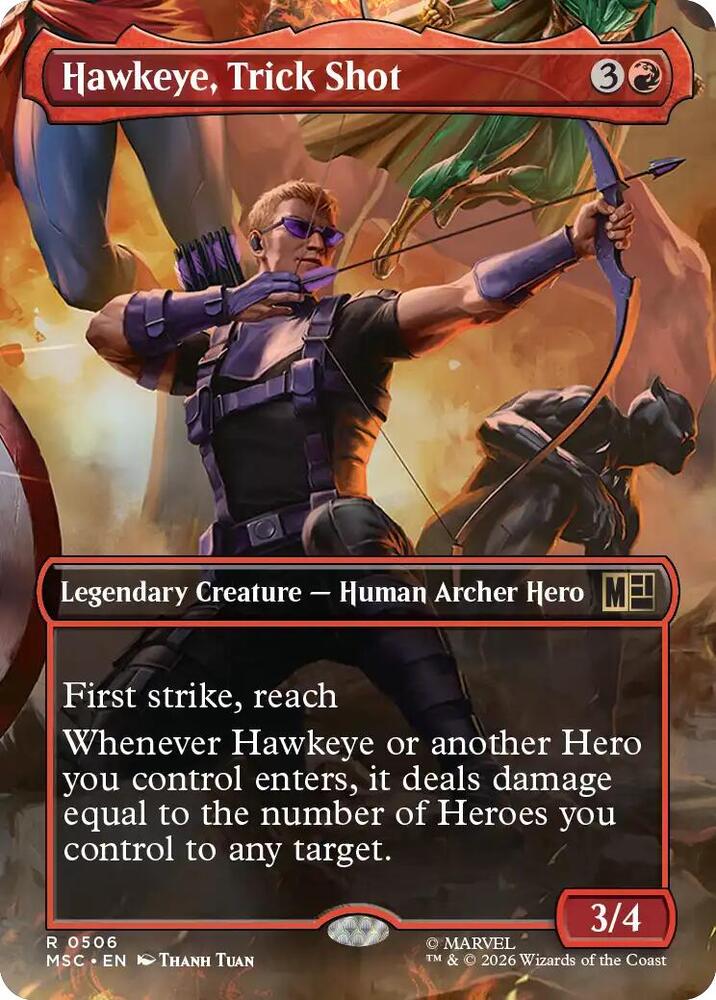 Hawkeye, Trick Shot (Borderless) 506 card from Commander: Marvel Super Heroes
