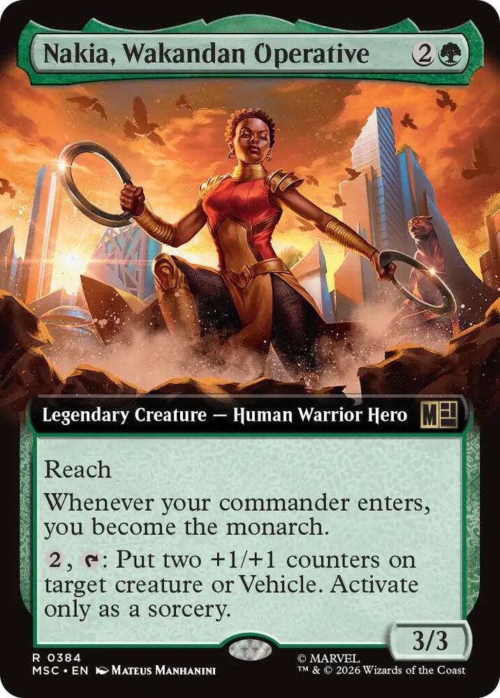 Nakia, Wakandan Operative (Extended Art) 384 card from Commander: Marvel Super Heroes