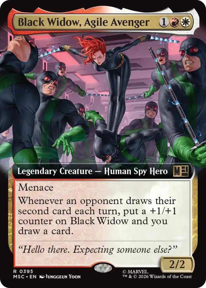Black Widow, Agile Avenger (Extended Art) 395 card from Commander: Marvel Super Heroes