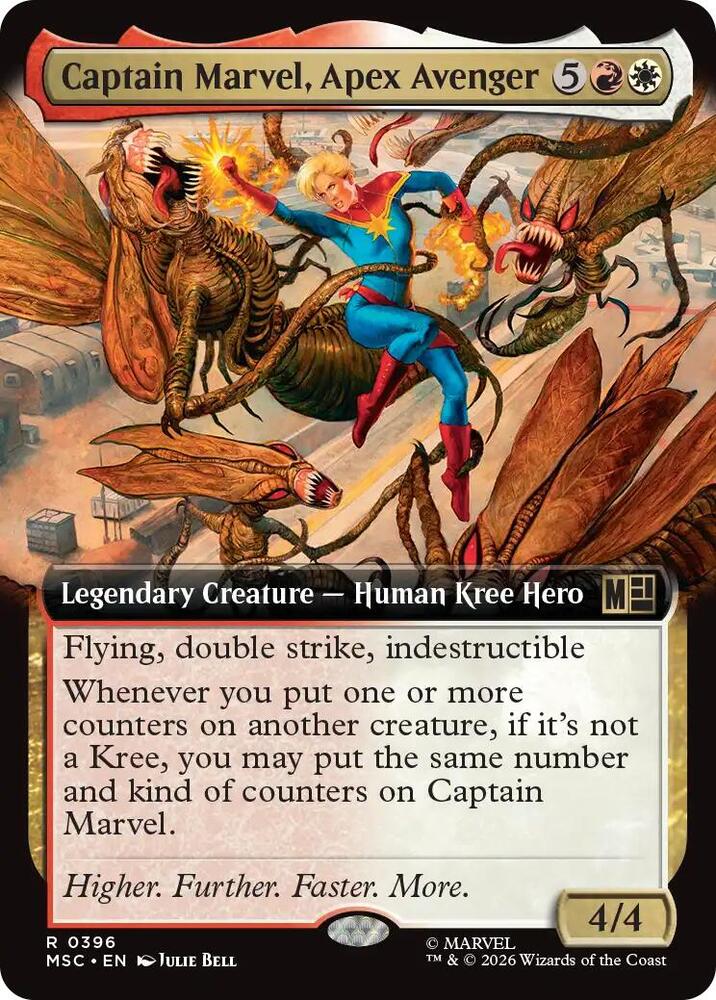 Captain Marvel, Apex Avenger (Extended Art) 396 card from Commander: Marvel Super Heroes