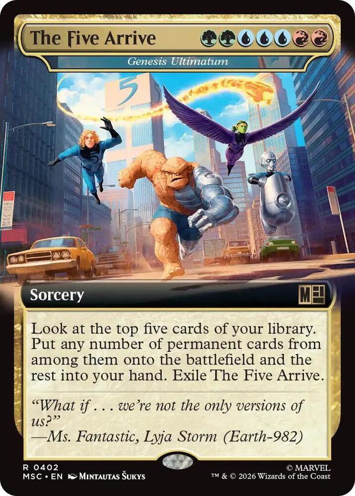 The Five Arrive - Genesis Ultimatum (Extended Art) 402 card from Commander: Marvel Super Heroes