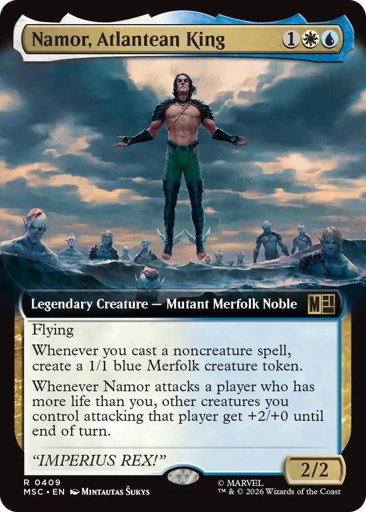 Namor, Atlantean King (Extended Art) 409 card from Commander: Marvel Super Heroes
