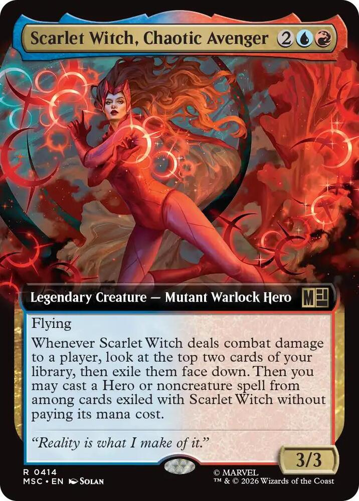 Scarlet Witch, Chaotic Avenger (Extended Art) 414 card from Commander: Marvel Super Heroes