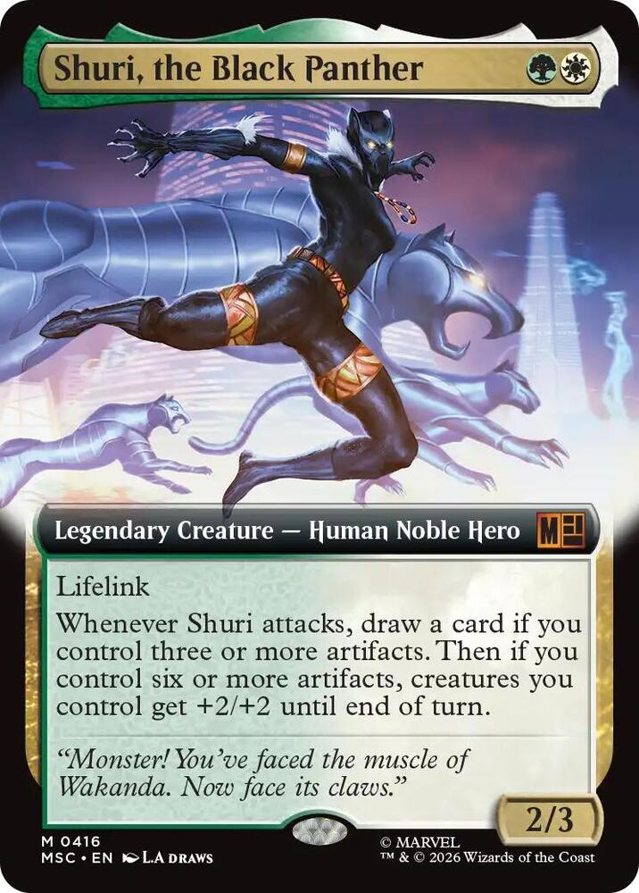 Shuri, the Black Panther (Extended Art) 416 card from Commander: Marvel Super Heroes