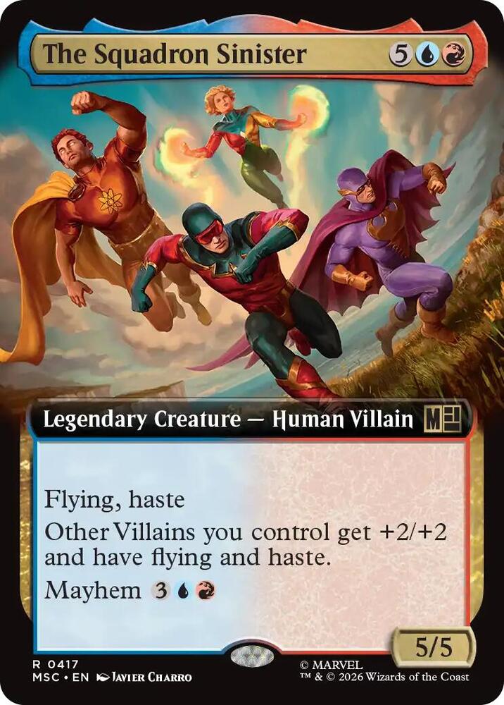 The Squadron Sinister (Extended Art) 417 card from Commander: Marvel Super Heroes