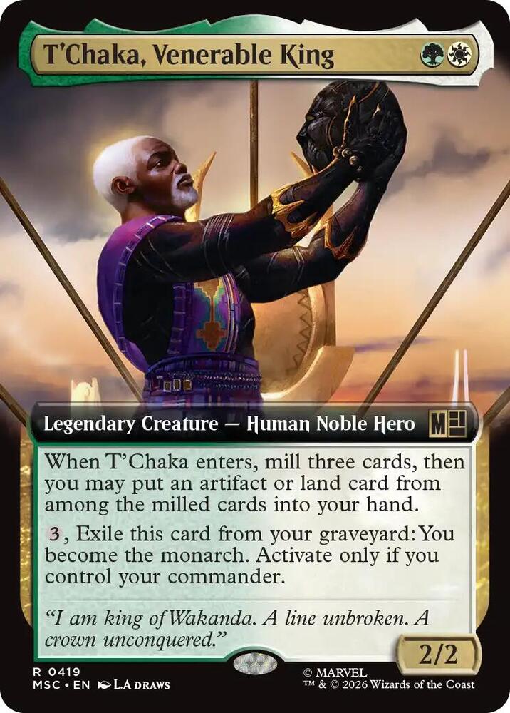 T'Chaka, Venerable King (Extended Art) 419 card from Commander: Marvel Super Heroes