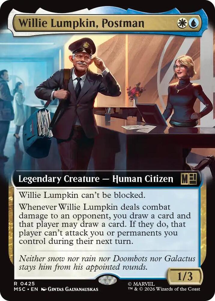 Willie Lumpkin, Postman (Extended Art) 425 card from Commander: Marvel Super Heroes