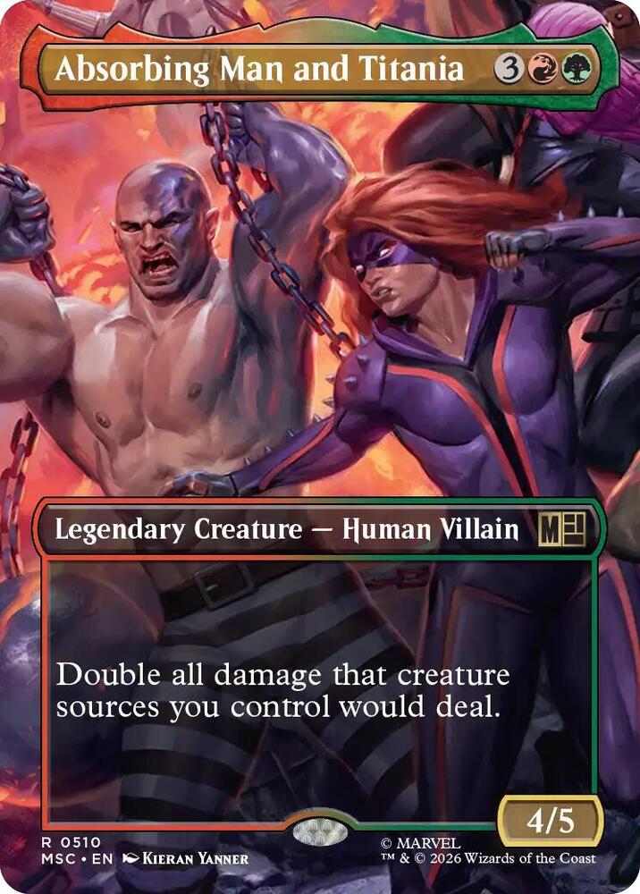 Absorbing Man and Titania (Borderless) 510 card from Commander: Marvel Super Heroes
