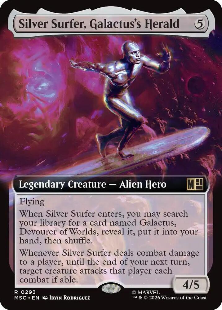 Silver Surfer, Galactus's Herald (Extended Art) 293 card from Commander: Marvel Super Heroes