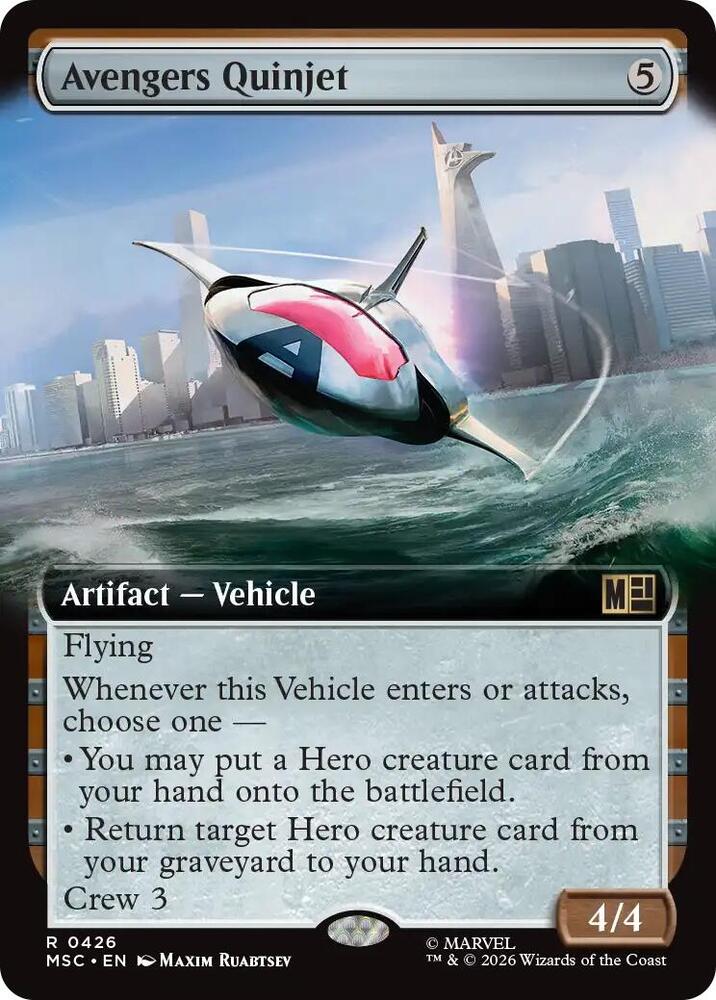 Avengers Quinjet (Extended Art) 426 card from Commander: Marvel Super Heroes