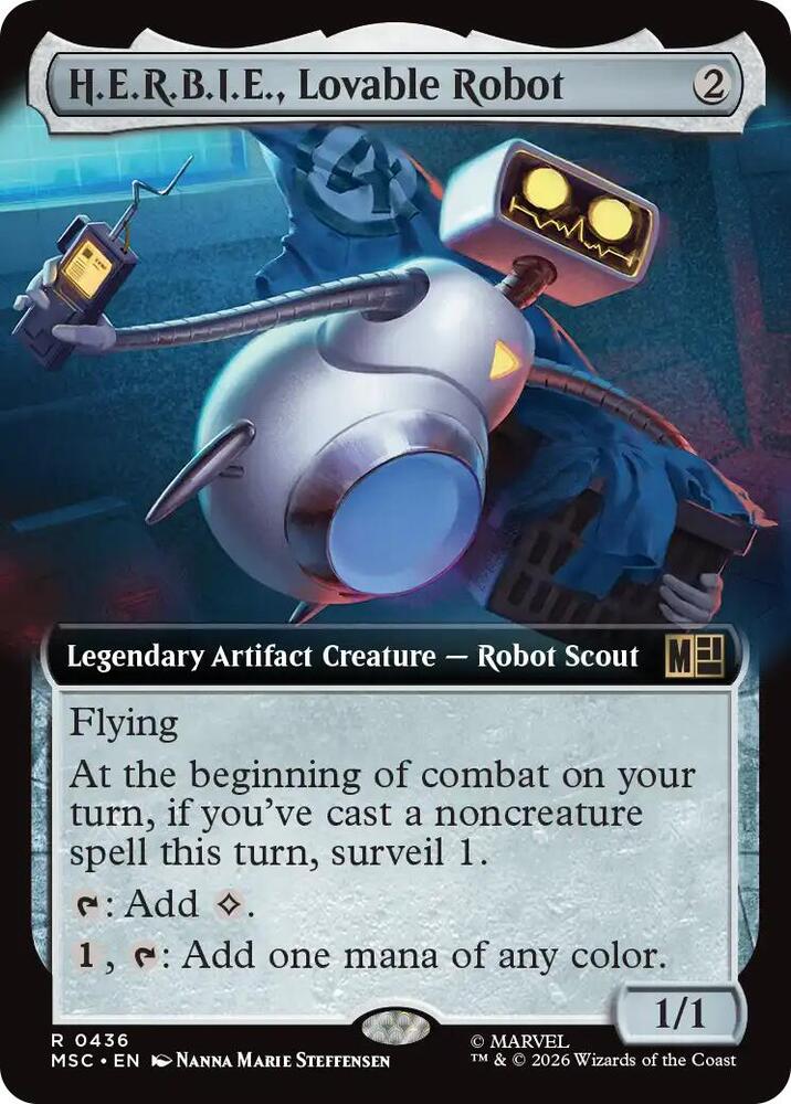 H.E.R.B.I.E., Lovable Robot (Extended Art) 436 card from Commander: Marvel Super Heroes