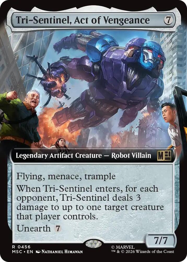 Tri-Sentinel, Act of Vengeance (Extended Art) 456 card from Commander: Marvel Super Heroes
