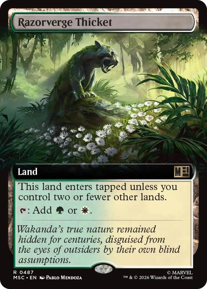 Razorverge Thicket (Extended Art) 487 card from Commander: Marvel Super Heroes