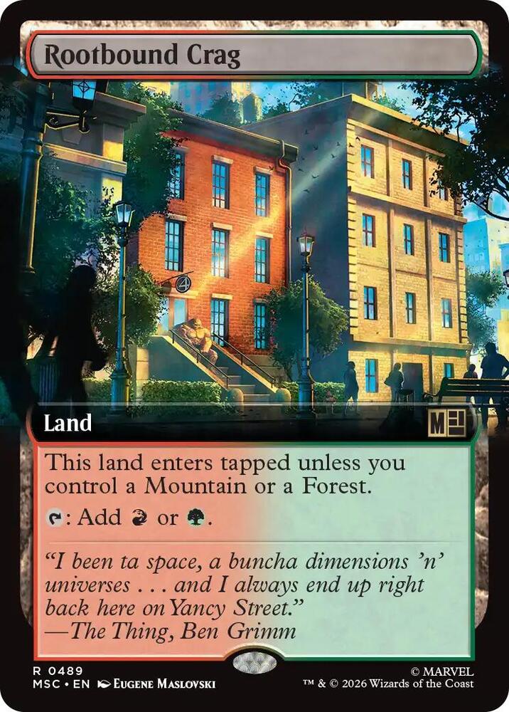 Rootbound Crag (Extended Art) 489 card from Commander: Marvel Super Heroes