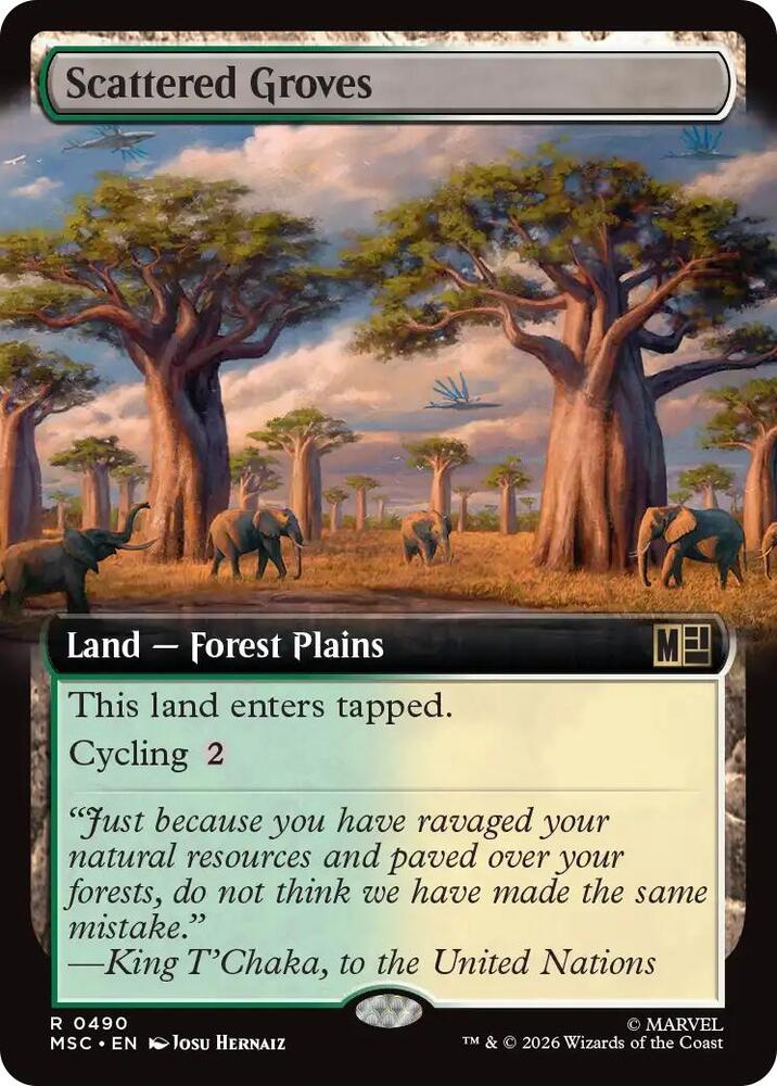 Scattered Groves (Extended Art) 490 card from Commander: Marvel Super Heroes