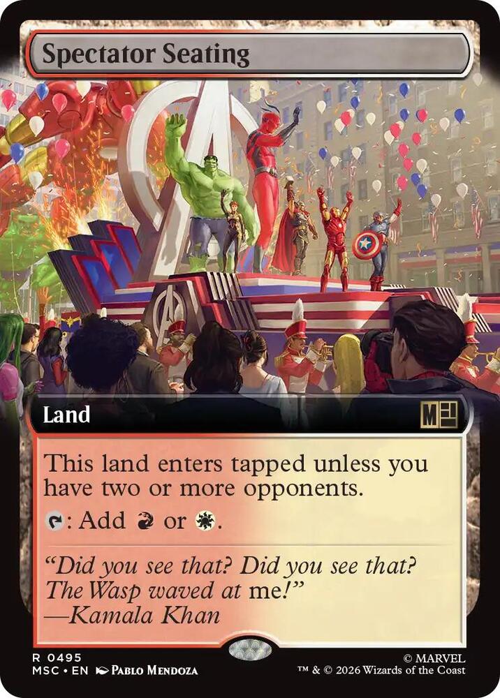 Spectator Seating (Extended Art) 495 card from Commander: Marvel Super Heroes