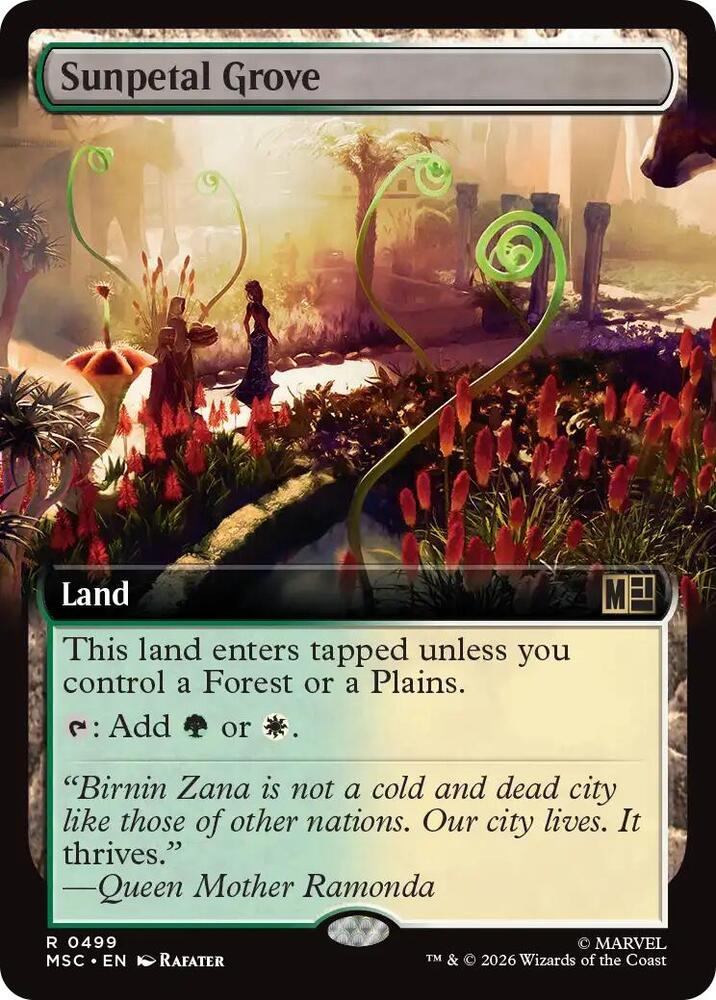 Sunpetal Grove (Extended Art) 499 card from Commander: Marvel Super Heroes