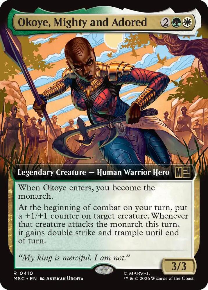 Okoye, Mighty and Adored (Extended Art) 410 card from Commander: Marvel Super Heroes