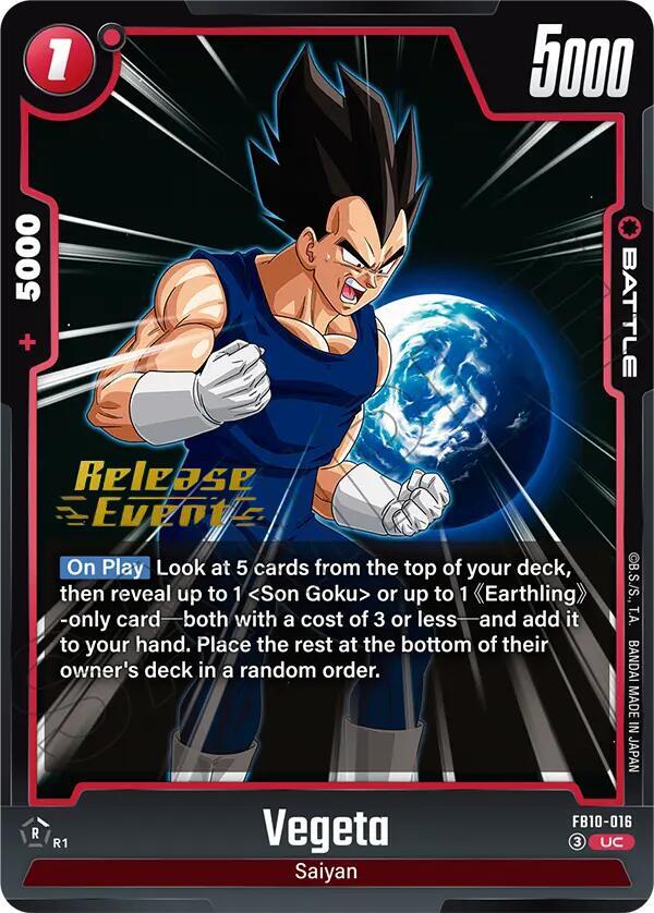Vegeta FB10-016 card from Cross Force Release Event Cards