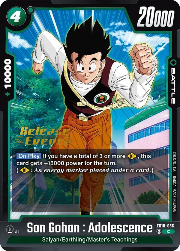Son Gohan : Adolescence FB10-056 card from Cross Force Release Event Cards