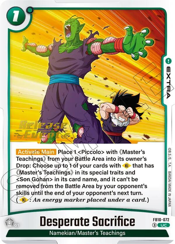 Desperate Sacrifice FB10-072 card from Cross Force Release Event Cards