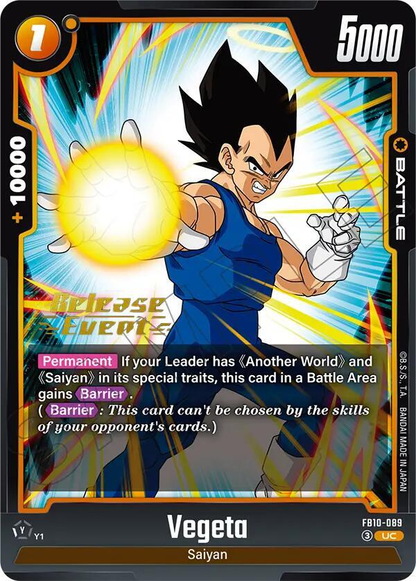 Vegeta FB10-089 card from Cross Force Release Event Cards