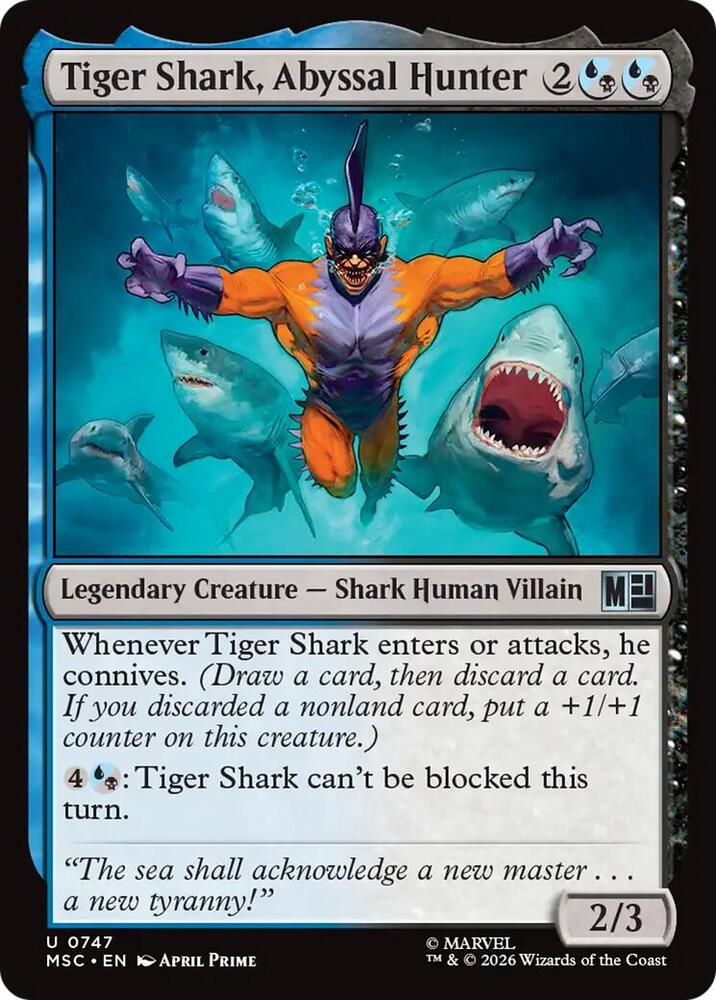 Tiger Shark, Abyssal Hunter 747 card from Commander: Marvel Super Heroes