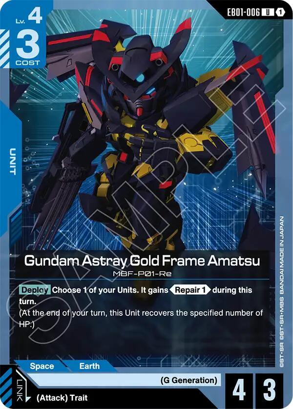 Gundam Astray Gold Frame Amatsu EB01-006 card from Eternal Nexus