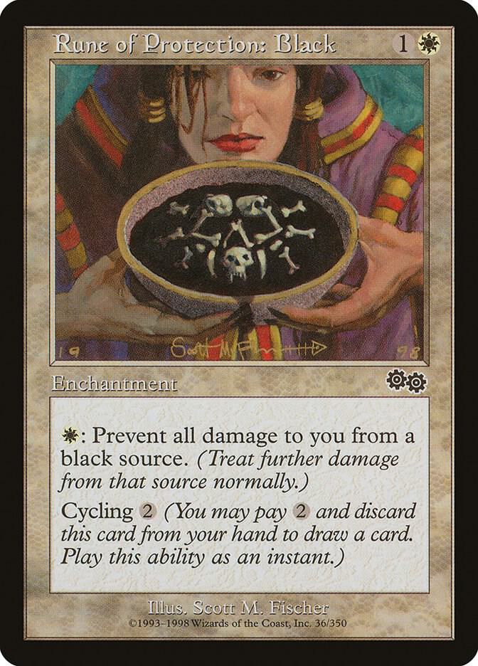 Rune of Protection: Black 36 card from Urza's Saga